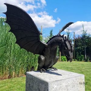 Statue dragon en résine pour jardin, 30 cm de hauteur