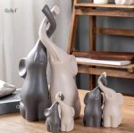 Statue éléphant en céramique, duo de 15 cm