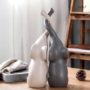 Duo d'éléphants en céramique, décoration unique