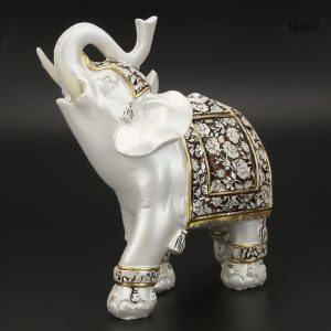 Statue éléphant en porcelaine blanche 14 cm