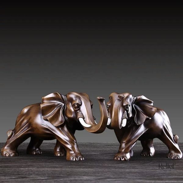 Sculpture éléphant en bois naturel, 15 cm