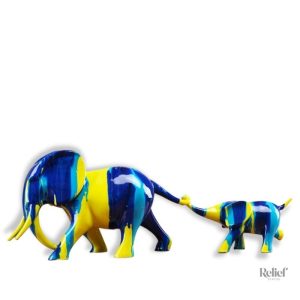 Statue Éléphant Déco Famille en résine élégante