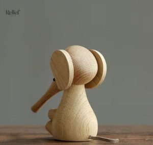 Éléphant en bois, décoration scandinave, 12 cm