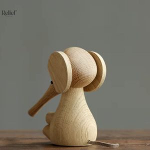 Éléphant en bois, décoration scandinave, 12 cm