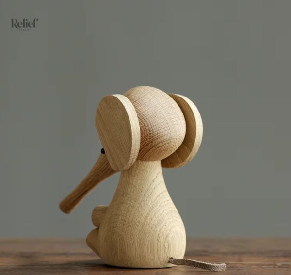 Éléphant en bois, décoration scandinave, 12 cm