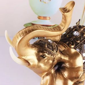 Éléphant en résine dorée, décoration 15 cm