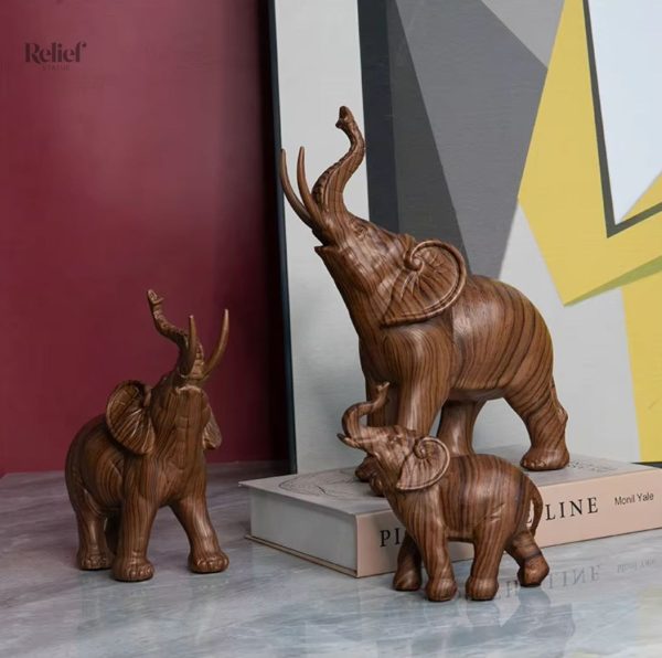 Statue décorative éléphant, résine bois