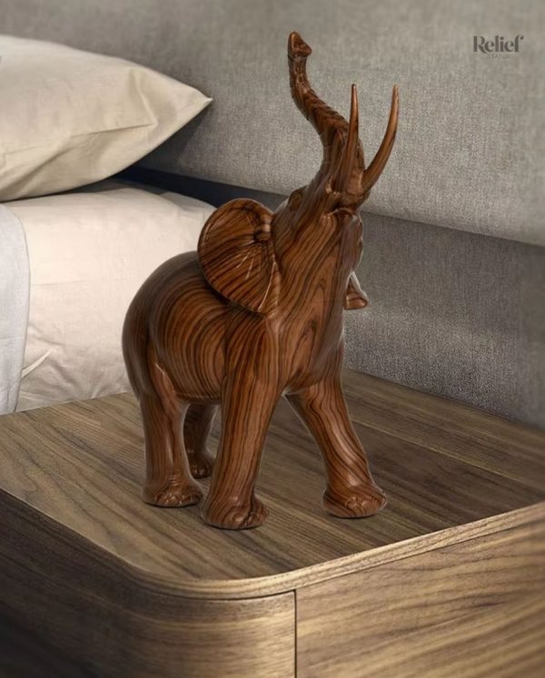 Objet déco éléphant 13 cm, finition résine naturelle