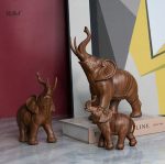 Figure en résine d'éléphant, imitation bois, décor intérieur