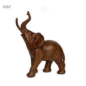 Statue éléphant en résine imitation bois, 26 cm