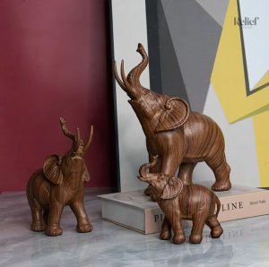 Figurine éléphant de 26 cm, élégance naturelle en résine