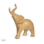 Statue éléphant résine imitation bois chêne clair 26 cm