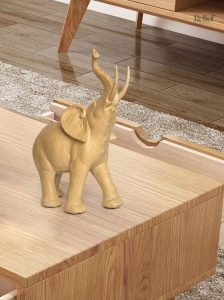 Objet déco éléphant en résine 26 cm, style naturel et élégant