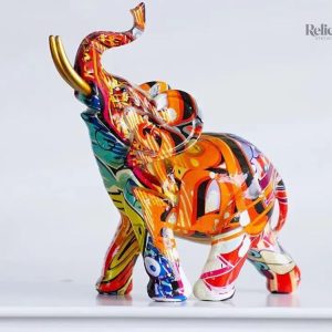 Statue éléphant pop art en résine de 17 cm