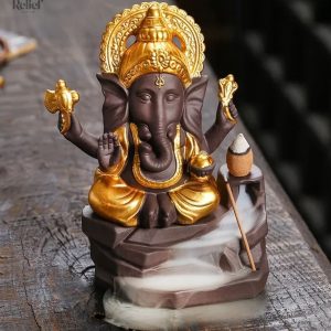 Statue éléphant Ganesh 15 cm avec brûleur d'encens