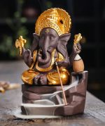 Brûleur d'encens intégré, statue Ganesh éléphant 15 cm