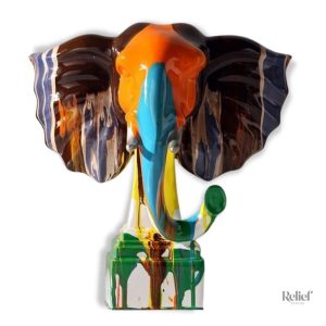 Statue Éléphant multicolore décorative