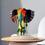 Objets d'art éléphant multicolore pour décoration intérieure