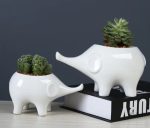 Statue éléphant en porcelaine pour pot de fleur