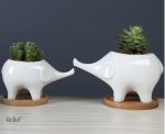 Éléphant en porcelaine, accessoire pour plantes