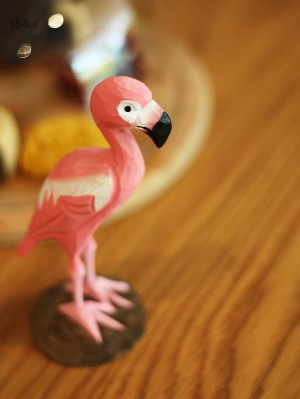 Flamant rose en bois 16 cm, charme exotique pour la déco