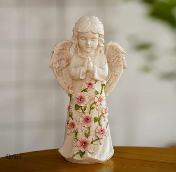 Figurine enfant ange illuminée pour jardin ou balcon