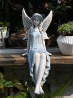 Statue fée assise pour jardin, 62 cm de hauteur