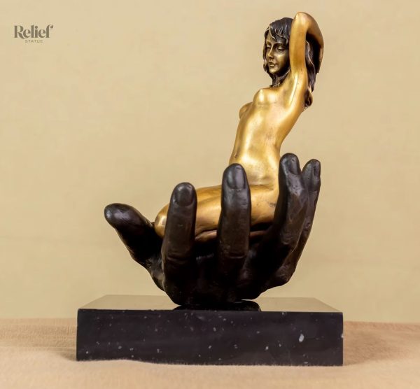 Bronze Femme Statue sur Socle en Marbre, 22 cm