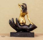 Figurine en Bronze Femme, hauteur 22 cm, socle en marbre