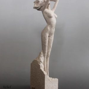 Statue femme nue en grès 32 cm, élégante et artistique