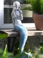 Statue femme sirène pour extérieur 63 cm, décor de jardin