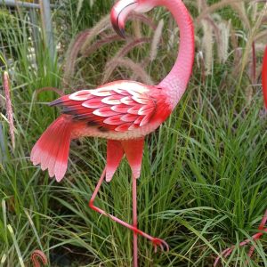 Statue en métal de flamant rose - 103 cm