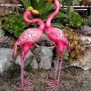 Statue Flamant Rose en métal 66 cm à l'unité