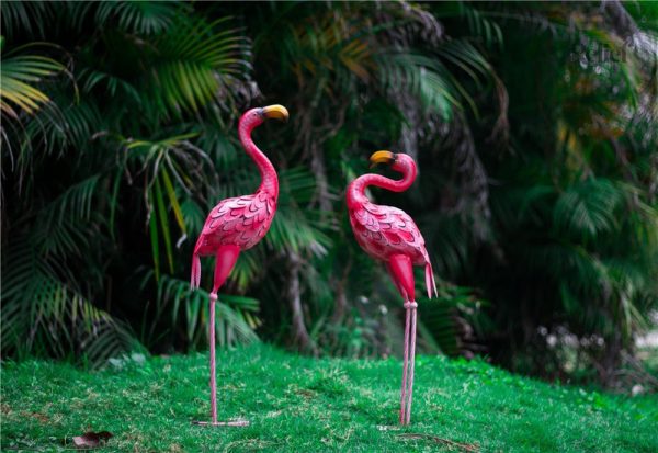 Flamant Rose en métal 66 cm pour intérieur