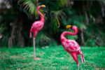 Statue de Flamant Rose 58 cm en métal stylisé