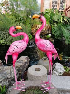 Décoration Flamant Rose en métal 58 cm