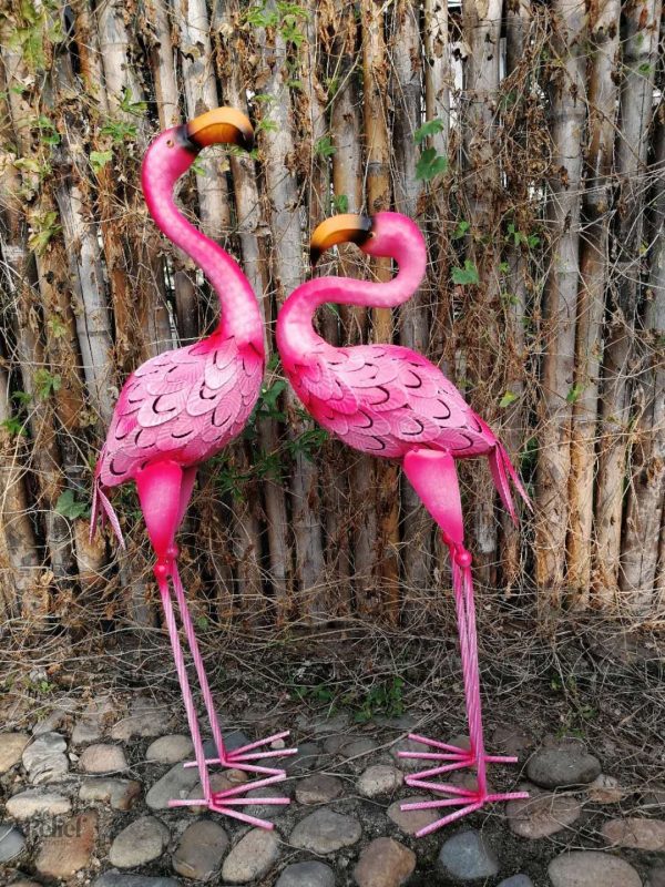 Statue en métal de Flamant Rose 66 cm
