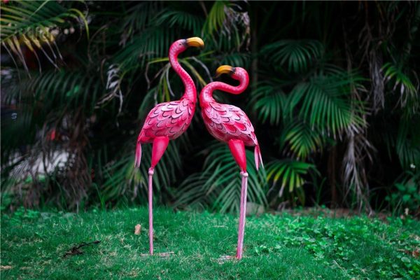 Flamant Rose en métal pour décoration extérieure