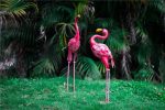 Statue en métal Flamant Rose 58 cm colorée