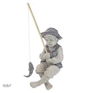 Figurine de pêcheur pour embellir un jardin, 15 cm de hauteur