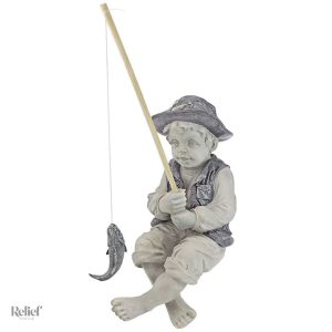 Figurine de pêcheur pour embellir un jardin, 15 cm de hauteur