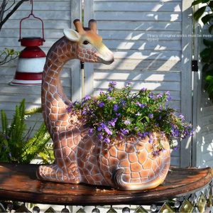 Statue girafe extérieure 49 cm pour décoration de jardin