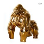Gorille doré, pièce unique pour la décoration intérieure