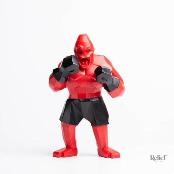 Gorille en origami, statuette boxeur, design contemporain