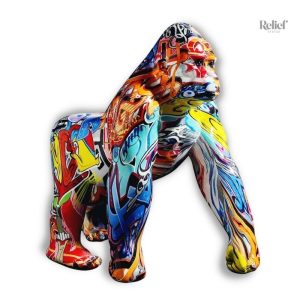Statue gorille multicolore King Kong 28 cm en résine