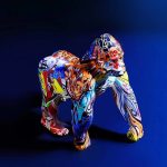 Gorille décoratif coloré, statue de 28 cm, design unique