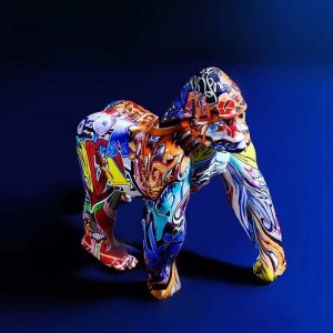 Gorille décoratif coloré, statue de 28 cm, design unique