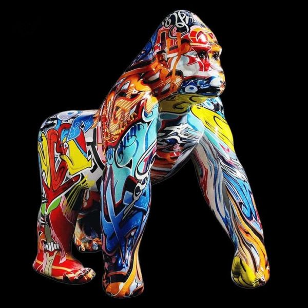 Sculpture de gorille moderne, 28 cm, objet d'art original
