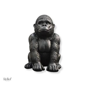 Statue Gorille noire 19 cm décorative en résine