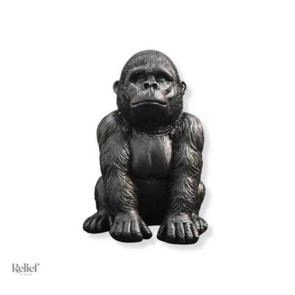 Statue Gorille noire 19 cm décorative en résine